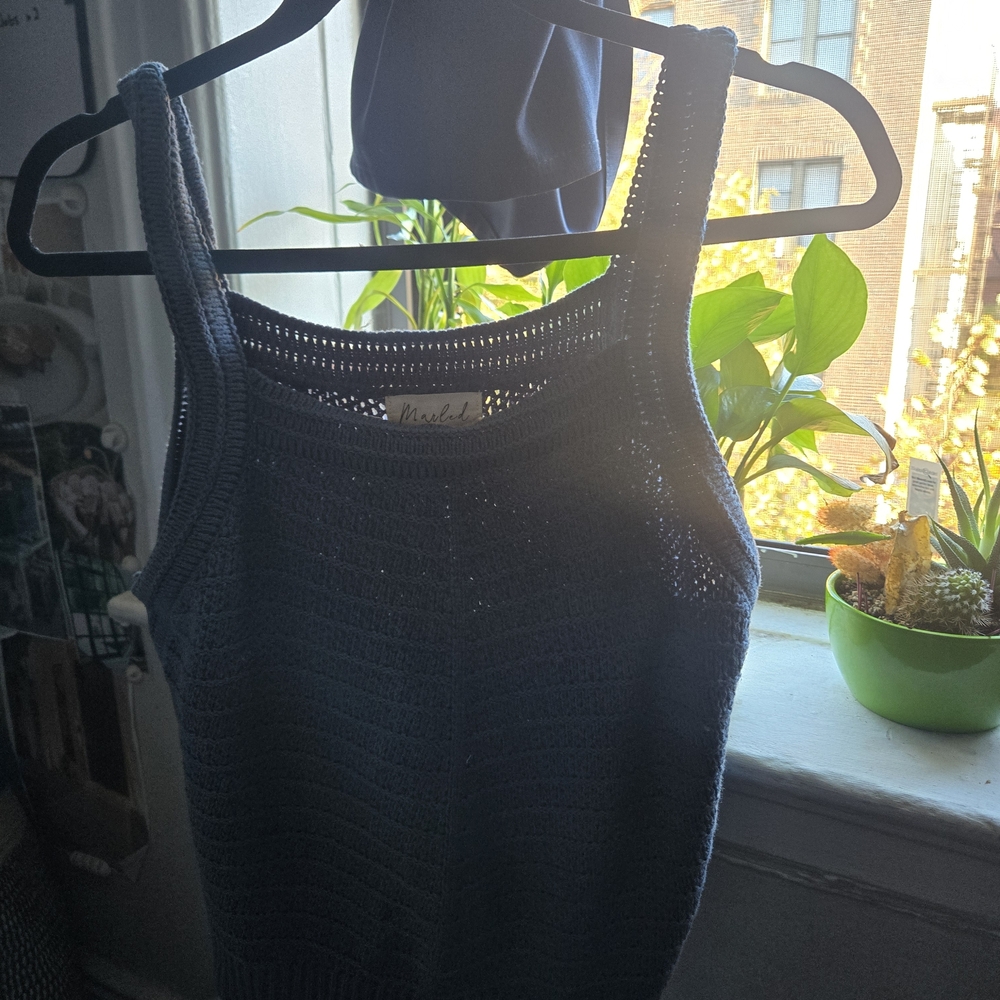 Marled Deep Blue Textured Knit Top